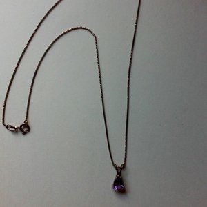 Necklace With Purple Stone Old Vintage Has Been Worn Hangs 9 1/4"